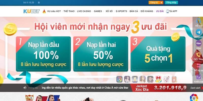 Thưởng chào thành viên mới với sảnh casino Kubet88