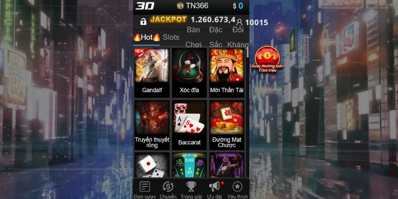 Sảnh game 3D với nhiều trò chơi hấp dẫn